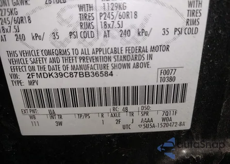 2007 Ford Edge Sel Plus from USA, damaged, VIN 2FMDK39C87BB36584